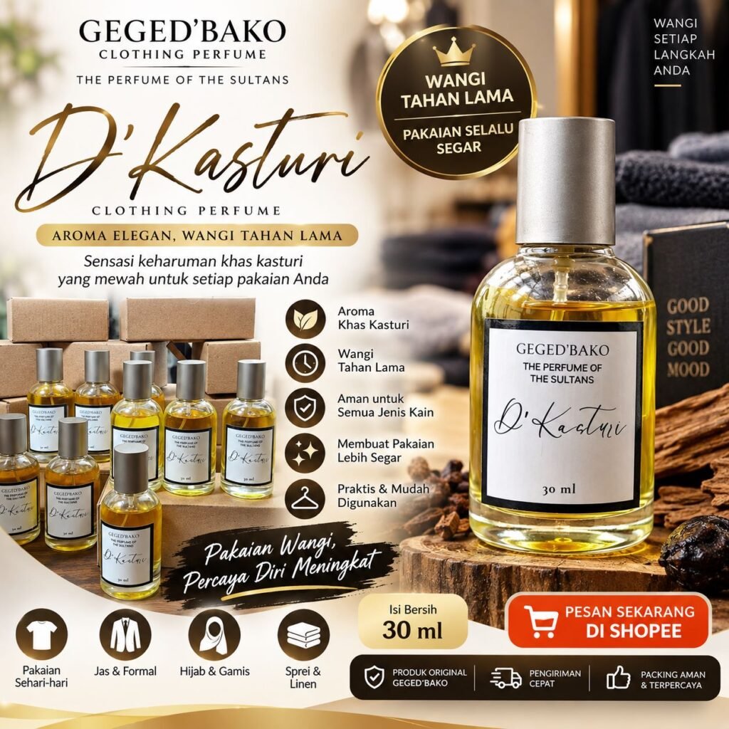 Parfum Gegedbako – Clothing Perfume Aroma D’Kasturi 30 ml – Wangi Tahan Lama