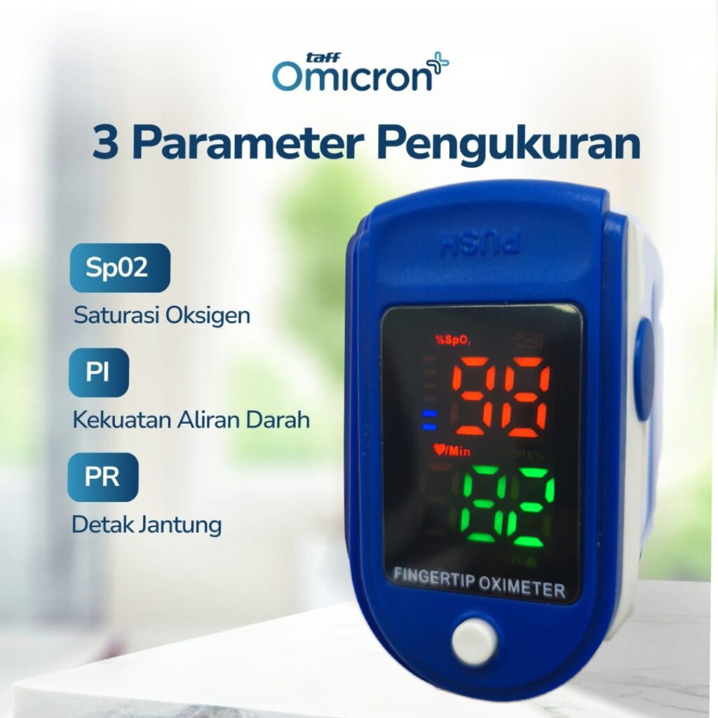 TaffOmicron Fingertip Pulse Oximeter Ukur Saturasi O2 Darah Gen 2 LED – LK87 – Blue/White